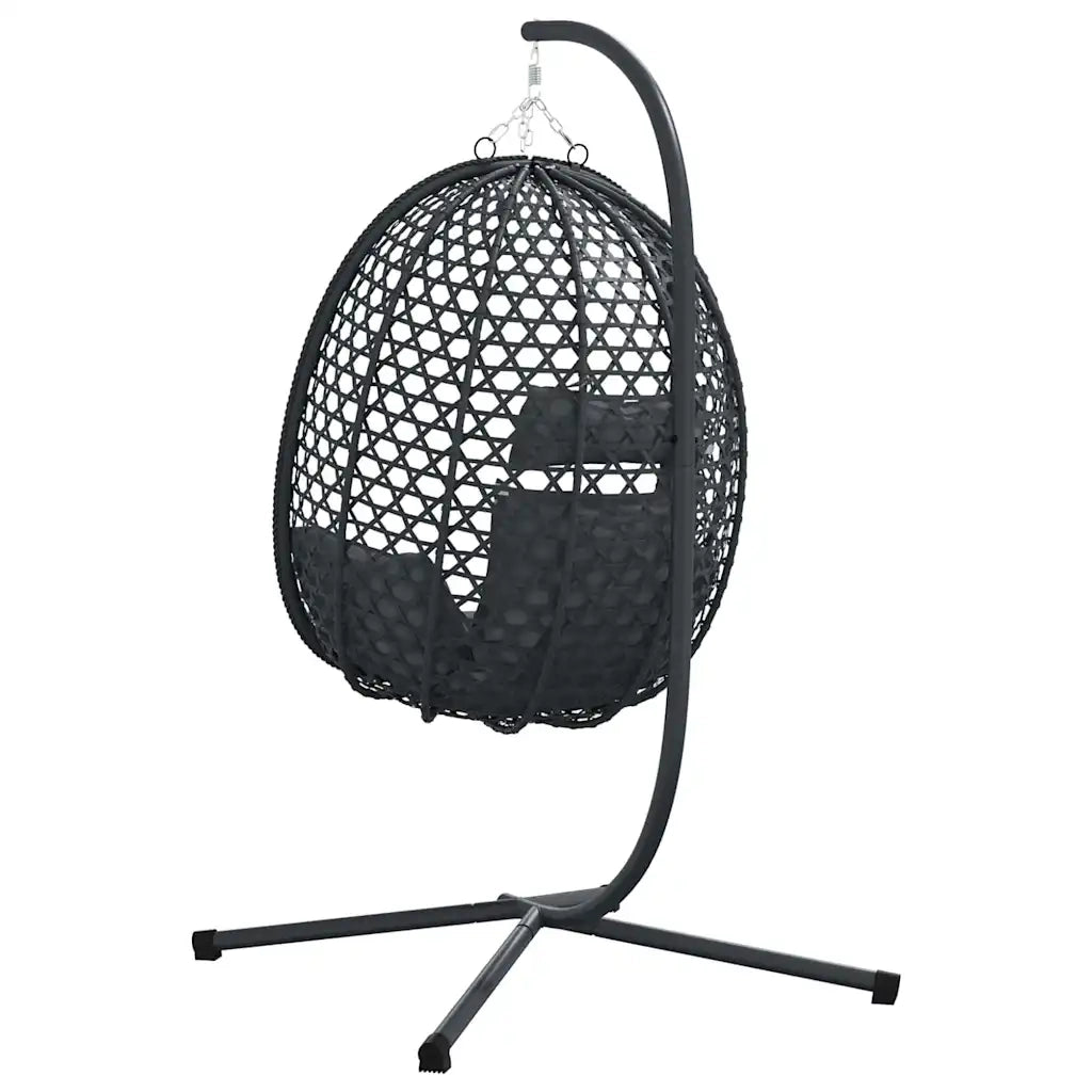 Sedia uovo sospesa Antracite e nero 104 x 100 x 191 cm 42003851