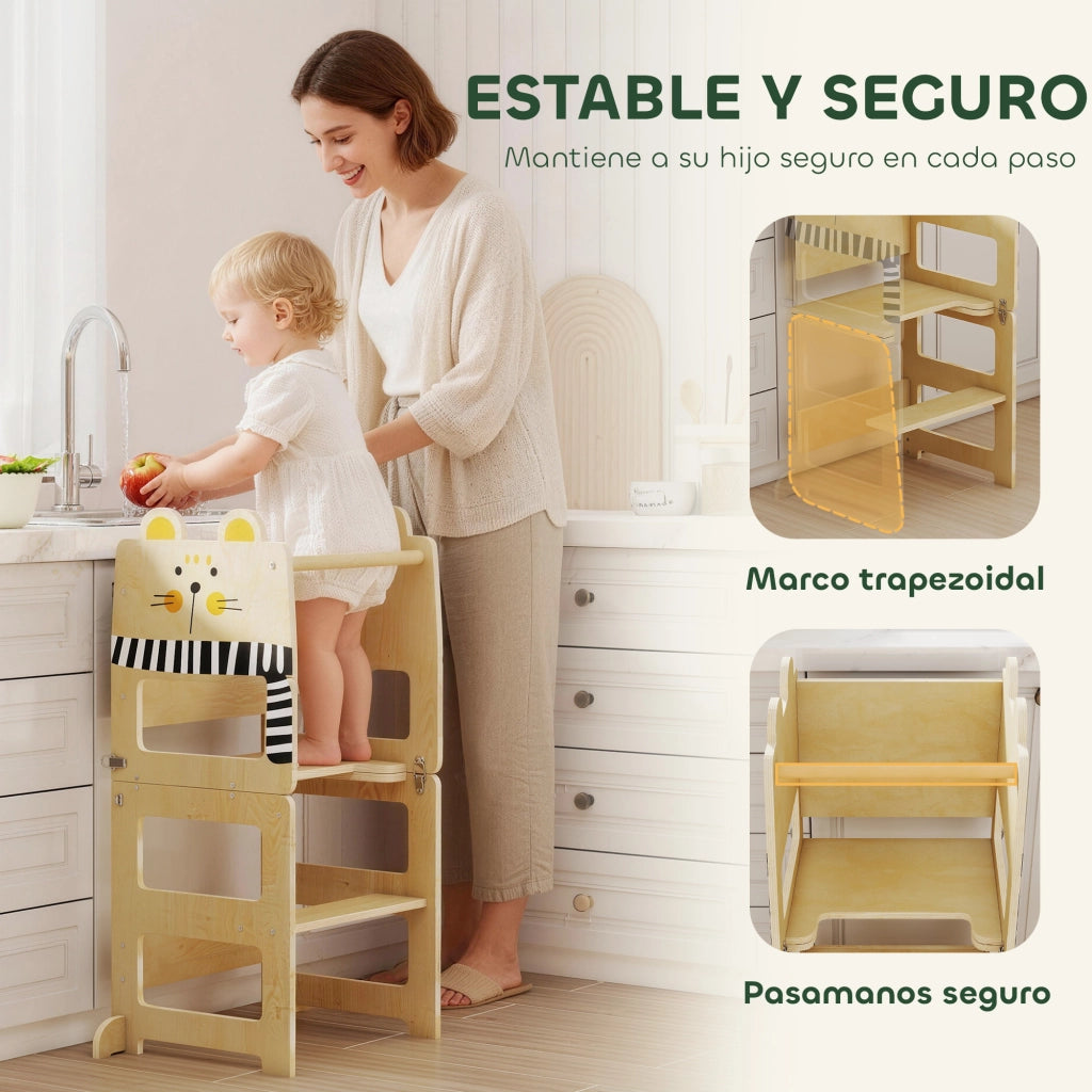 Scala di apprendimento 3 in 1 pieghevole ¨C zephmum ¨C bianco naturale 90x40x90