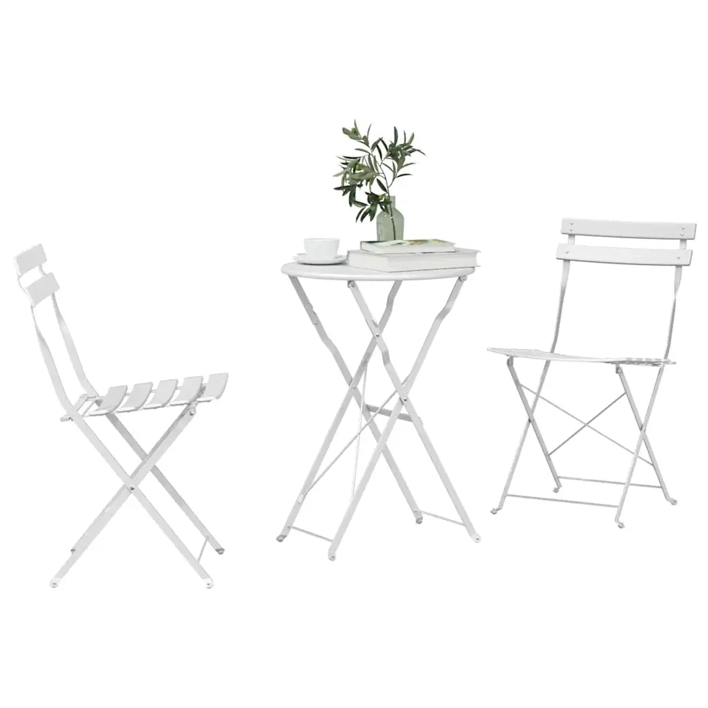 Set Bistro Pieghevole 3 pcs Bianco Acciaio 42002968