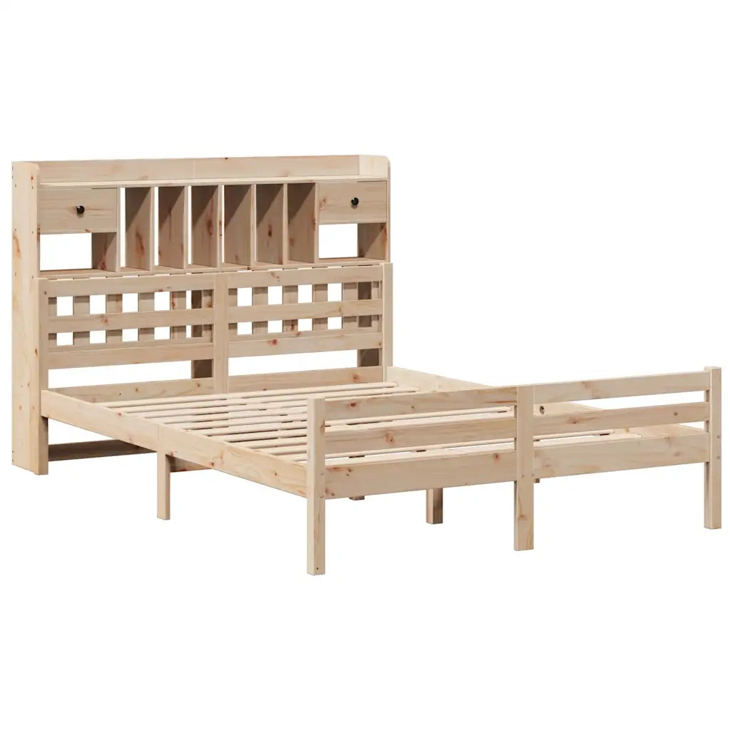 Letto Libreria senza Materasso 140x190 cm in Legno di Pino 3322255