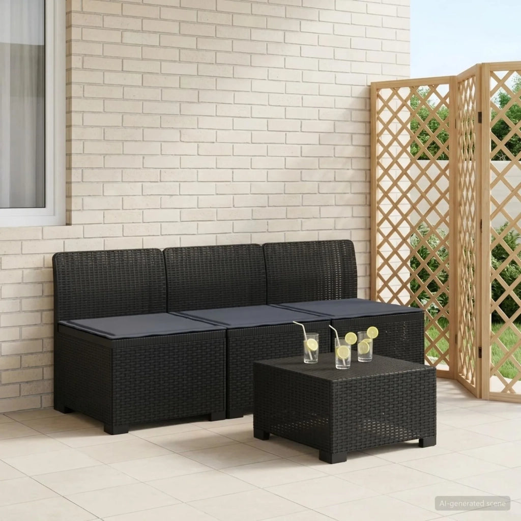 Divano da giardino 3 posti con cuscini in look rattan PP 8011963