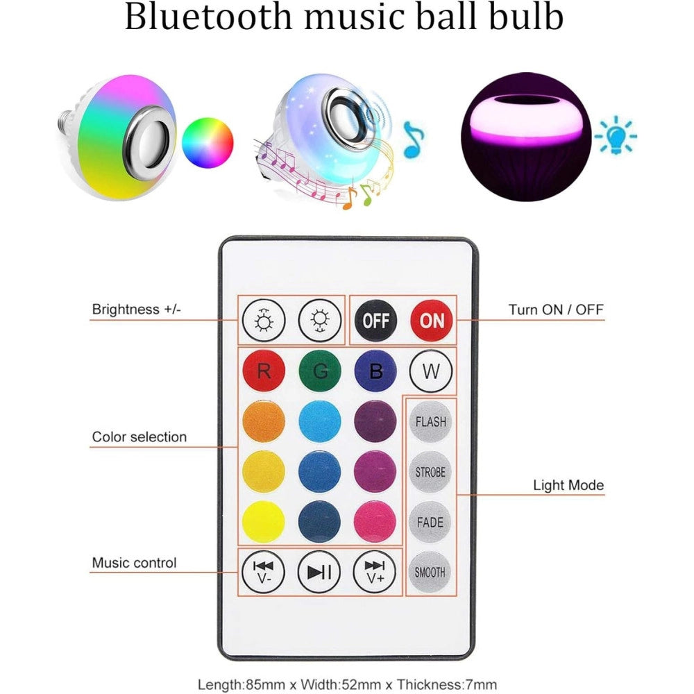 Trade Shop - Lampadina Cassa Bluetooth Colorata Led E27 Rgb Bulbo Musica Lampada Telecomando -