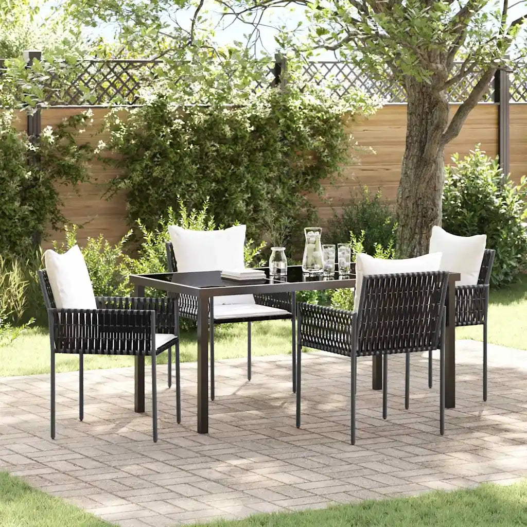 Set da Pranzo per Giardino 5 pcs Marrone e Nero Rattan in PE
