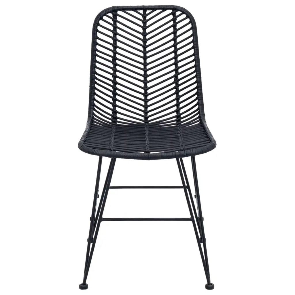 Sedia da pranzo 2 pcs Rattan e Ferro Nero 44,5 x 54,5 x 85 cm