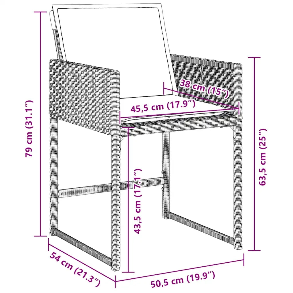 Set da Pranzo per Giardino 5 pcs Grigio chiaro polyrattan 3380735