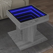 Tavolino Salotto con LED-Tavolino da soggiorno-Tavolo Grigio Sonoma 50x50x45 cm Multistrato