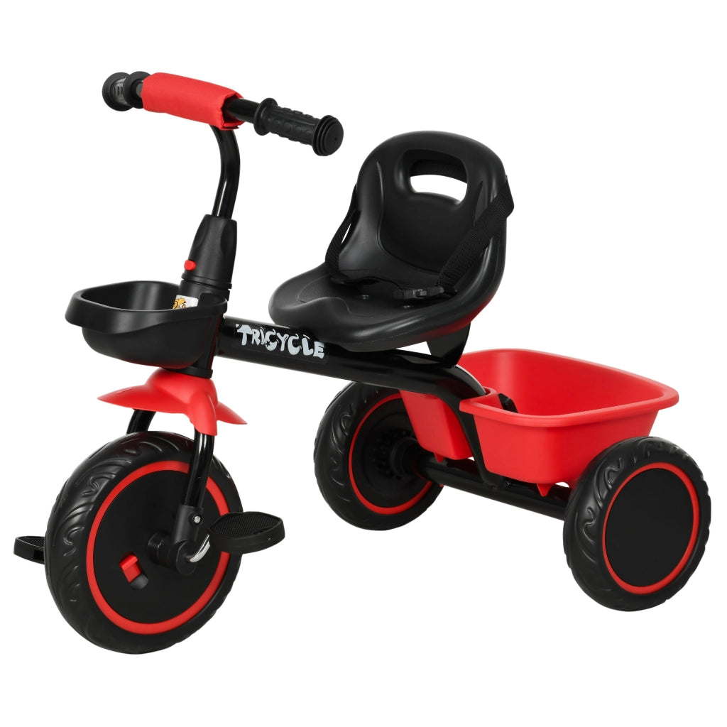 Triciclo evolutivo per bambini 2-5 anni ¨C Xylo ¨C sedile regolabile con cintura rosso e nero