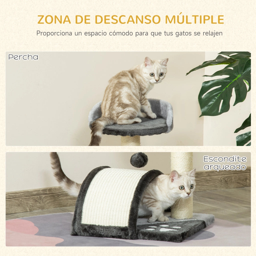 ¨¢rbol Rascador para Gatos ¨C zephmum ¨C Grigio 35.5x37x46 cm
