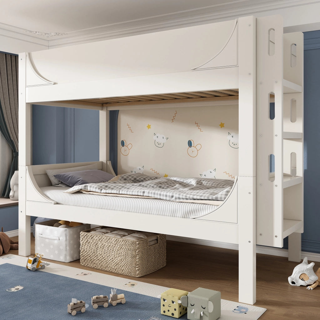 LETTO a castello separabile 90x200 cm bianco legno e metallo con scala reversibile