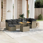Set Divano da Giardino 8 pz con Cuscini Grigio in Polyrattan 3275489