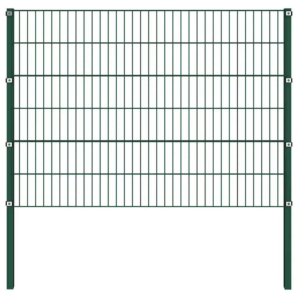 Pannello di recinzione con pali in ferro 522x120 cm verde 278663