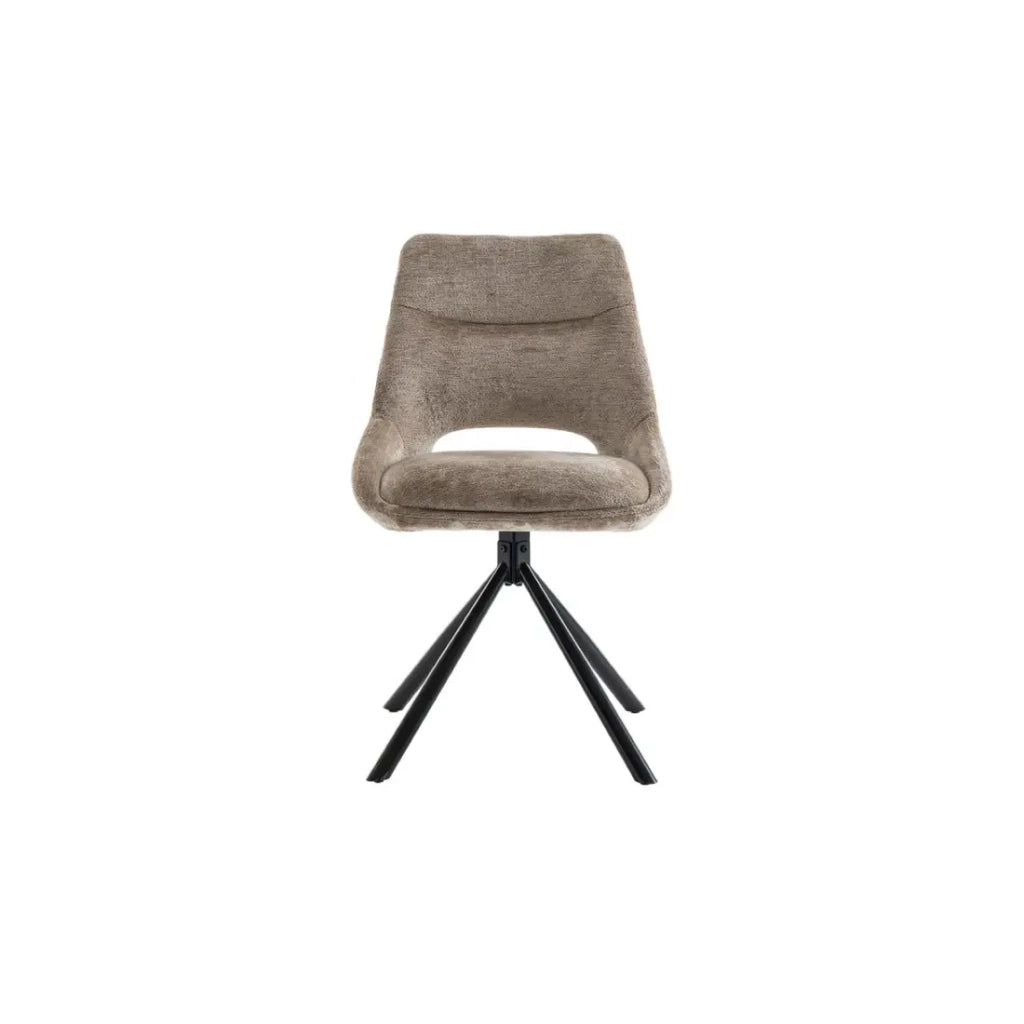 Set di 2 sedie YUMENA - Tessuto taupe - Piedi in metallo - Design compatto - Eleganza senza tempo e confortevole