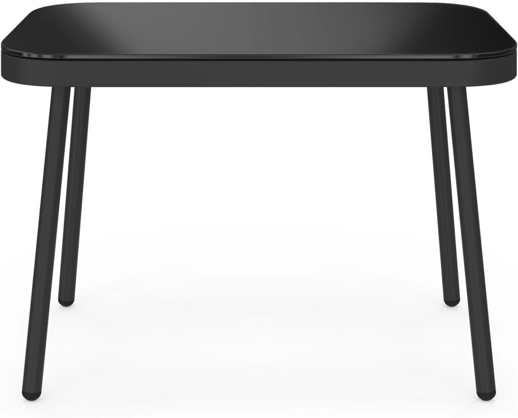 Set di mobili da Giardino modulari Bassi Rio 4 posti Struttura in Metallo Nero, cordame Effetto Rattan Chiaro con Cuscini Neri