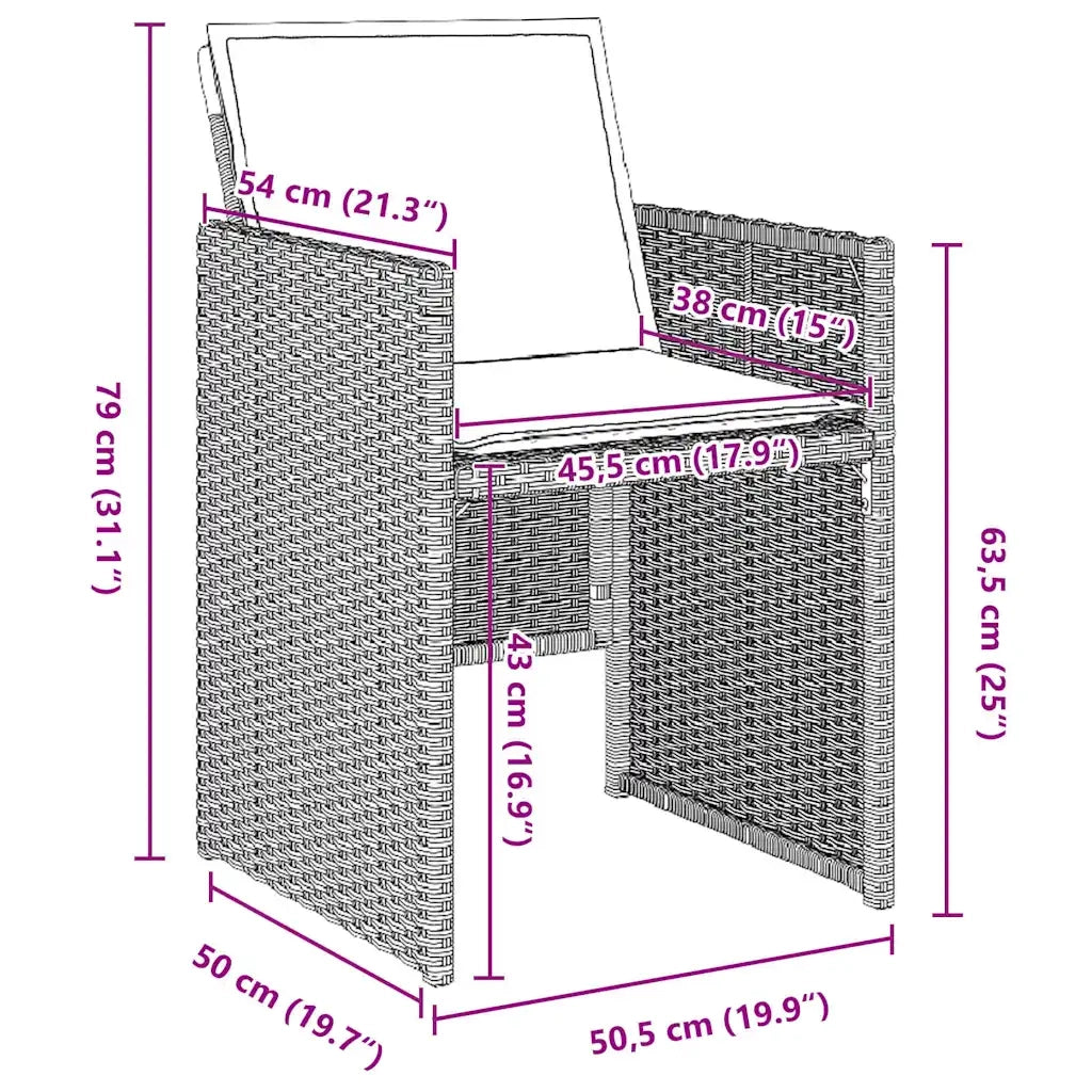 Set da Pranzo per Giardino 9 pcs Grigio chiaro polyrattan 3379963