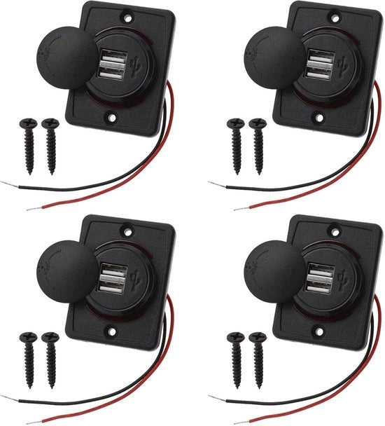 Caricatore per auto e moto - Doppia porta USB - Utile per viaggi - Nero - Caricabile per auto e moto - Adatto per camper e caravan