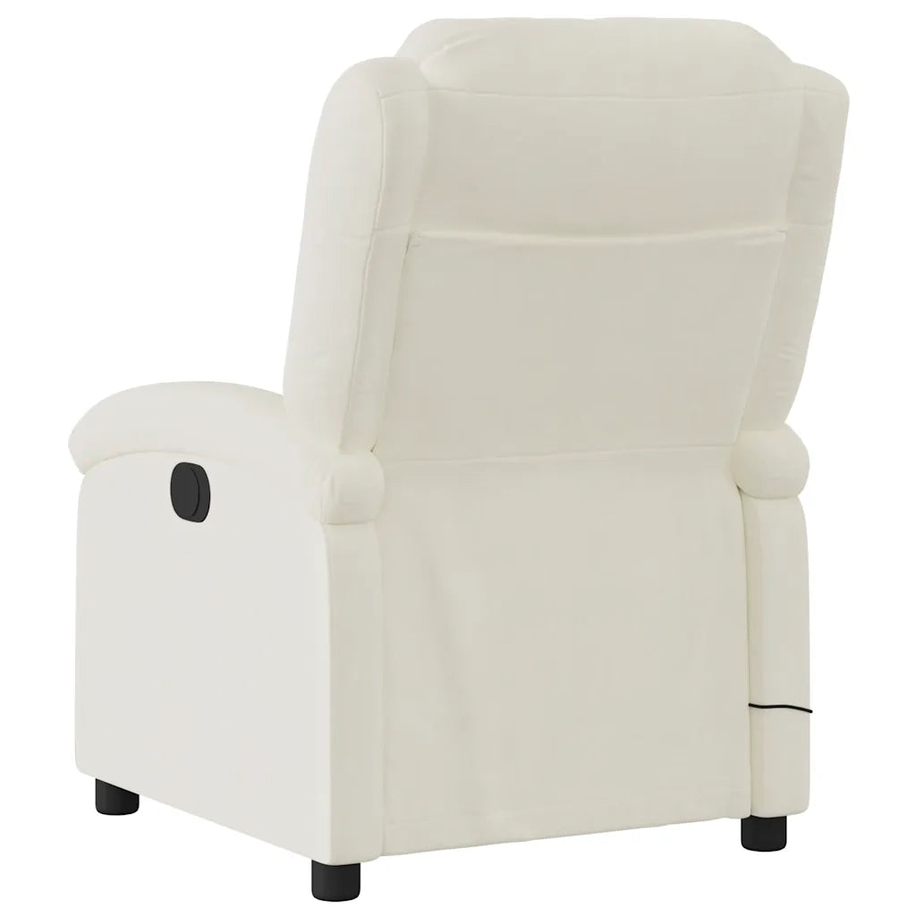 Poltrona Massaggiante Reclinabile Elettrica Crema Velluto 3204298