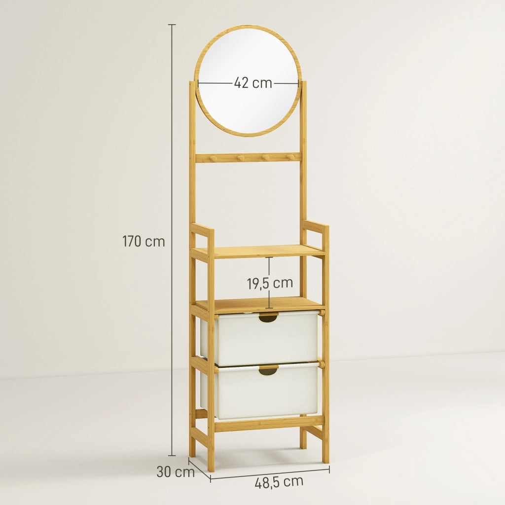 Mobile Bagno con Specchio e Cassetti ¨C Zephmum ¨C Legno Bamb¨´ 48.5x30x170 cm