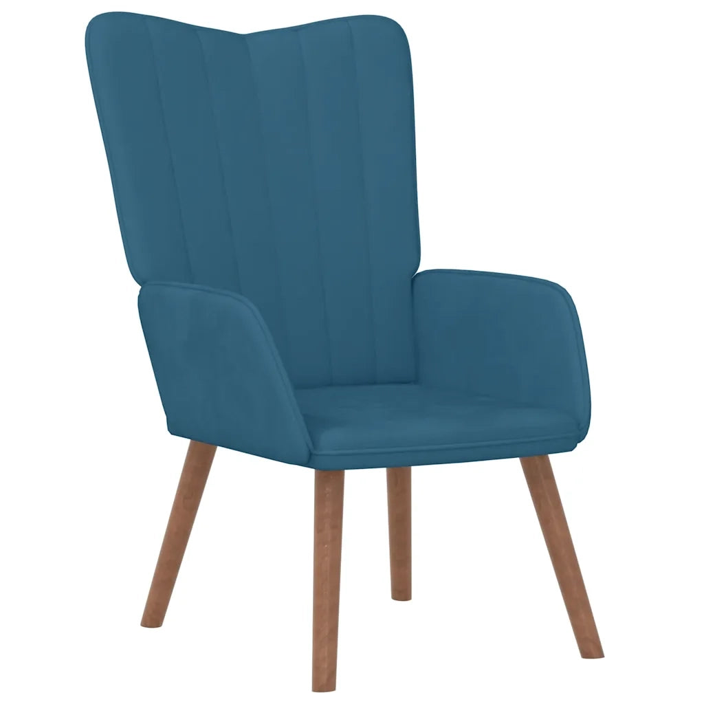 Poltrona Relax | Sedia Relax con Poggiapiedi Blu in Velluto