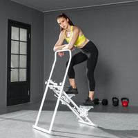 Stepper Vertical Climber Pieghevole con Impugnatura Regolabile Pedali Antiscivolo e Monitor LCD Bianco