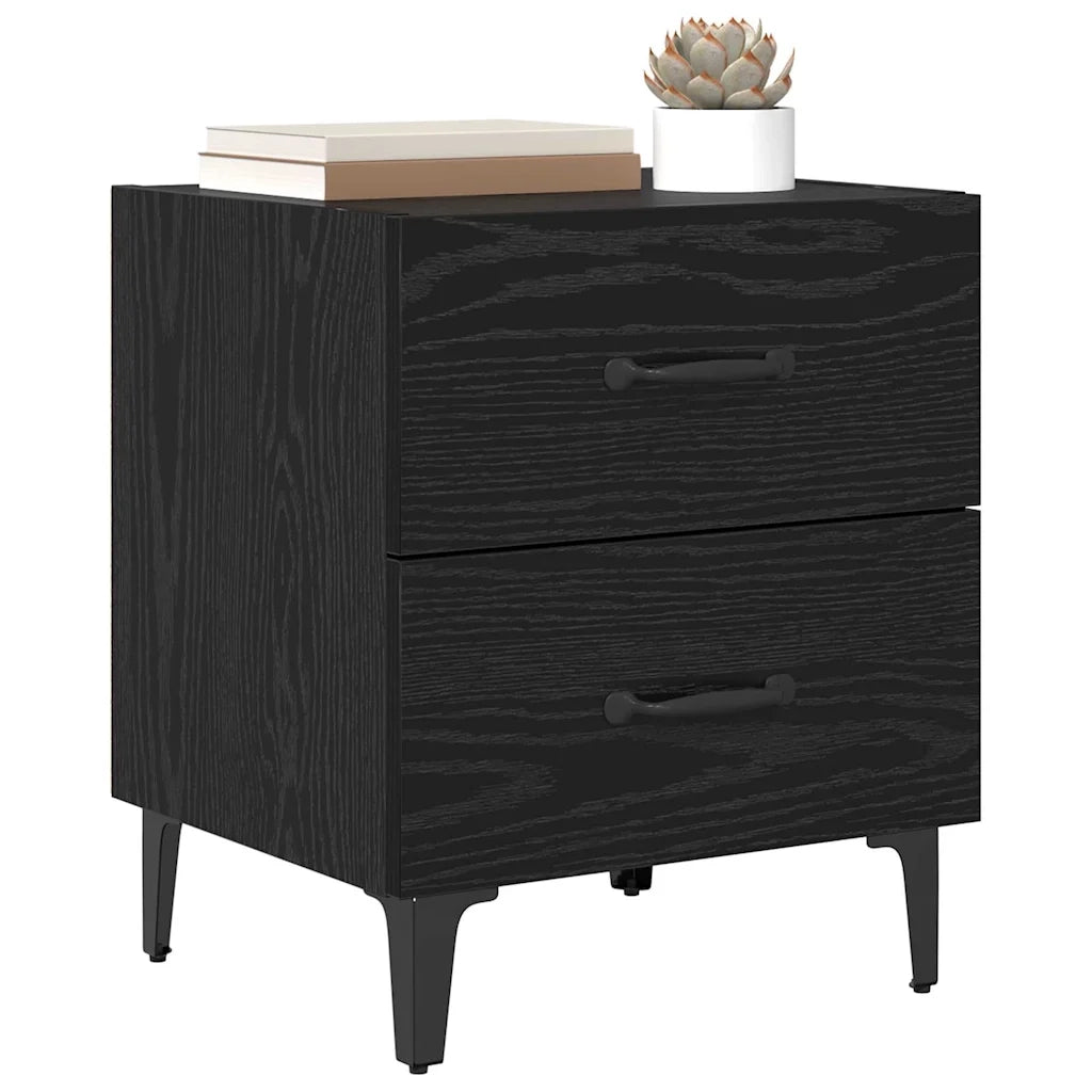 Armadietto per letto 2 pz Rovere Nero 40 x 35 x 47,5 cm CFW2354202