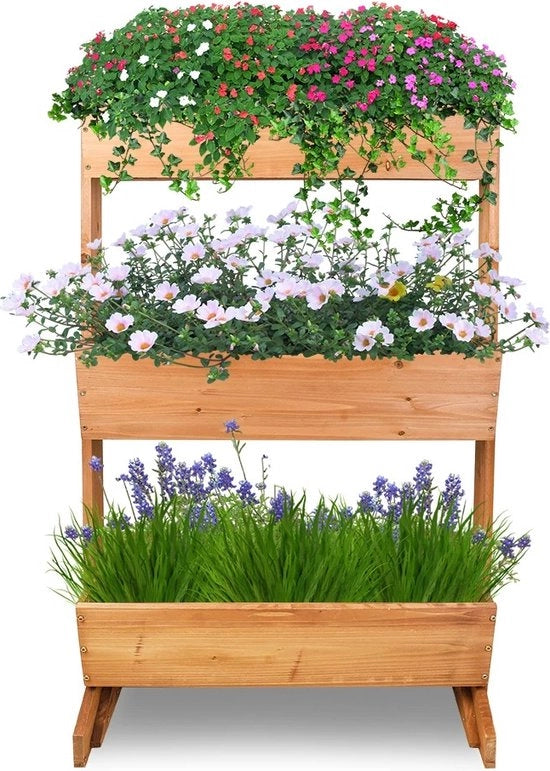 Piantagione per piante a 3 livelli - Coltivazione verdure - Giardinaggio - legno