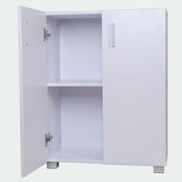 Mobile Madia con Doppia Anta 2 Ripiani Mobiletto Credenza Cucina Bagno Bianco