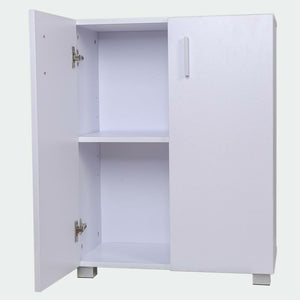 Mobile Madia con Doppia Anta 2 Ripiani Mobiletto Credenza Cucina Bagno Bianco