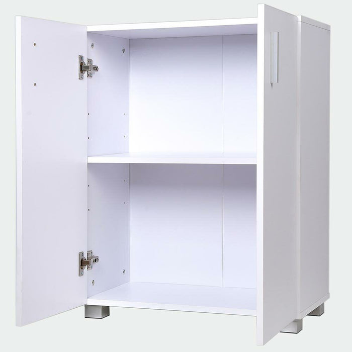 Mobile Madia con Doppia Anta 2 Ripiani Mobiletto Credenza Cucina Bagno Bianco