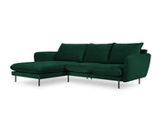 Cosmopolitan Design - Divano angolare sinistro "Vienna" 5 posti in velluto verde bottiglia 