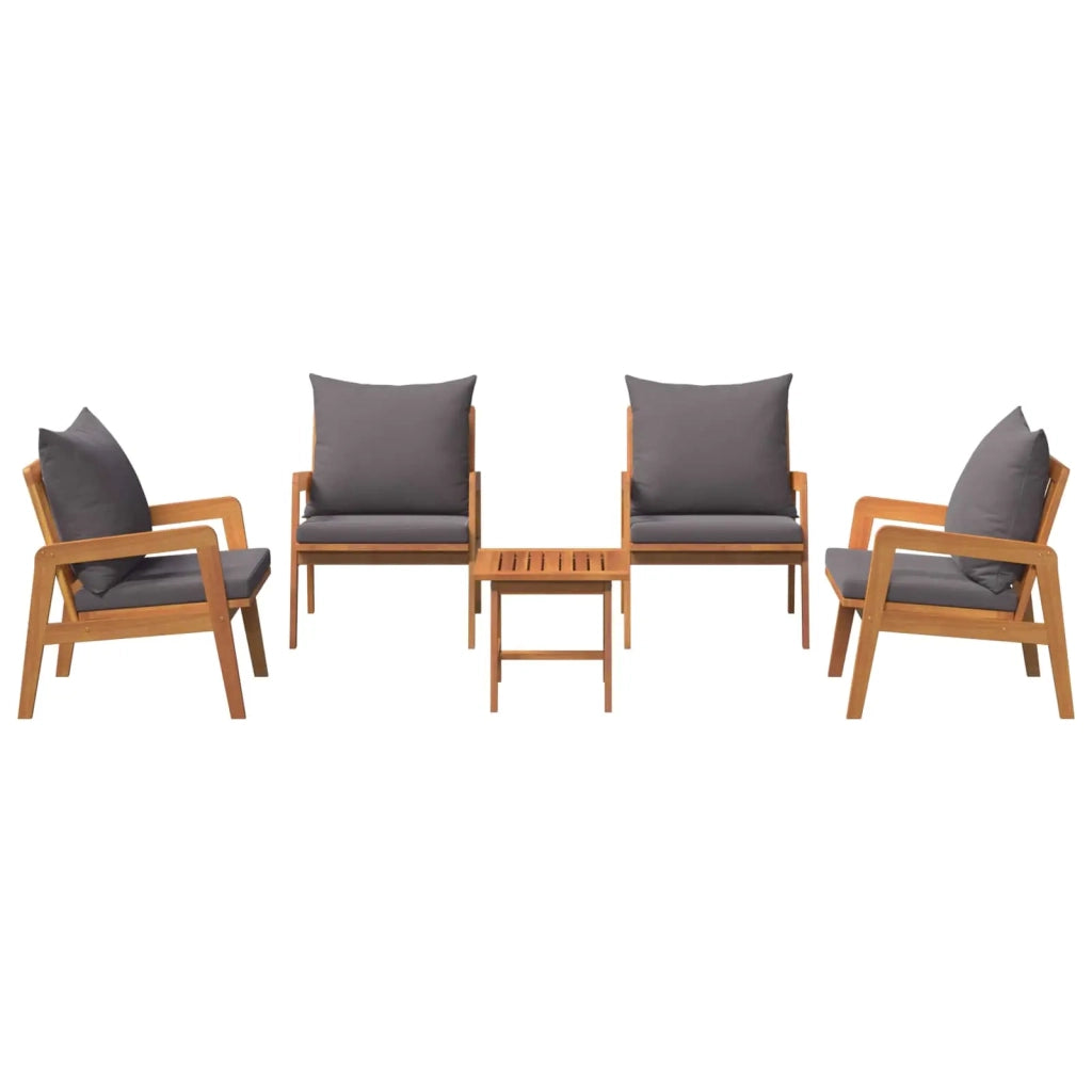 Set bistrot con cuscino 5 pcs Marrone Legno di Acacia Massello 3328612