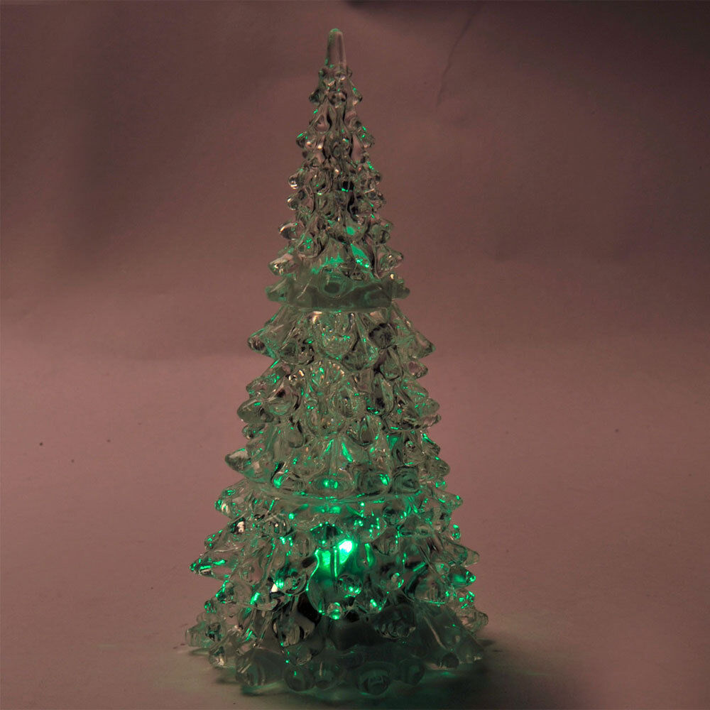 Albero di Natale Altezza 22,5cm Acrilico con Illuminazione LED Cambia Colore