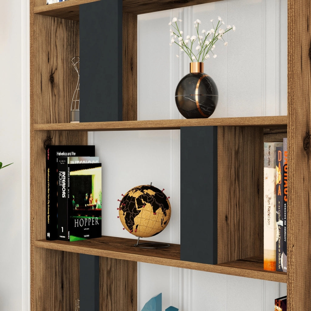 Libreria in legno "Lima" 90 x 20 x 180 cm - Noce
