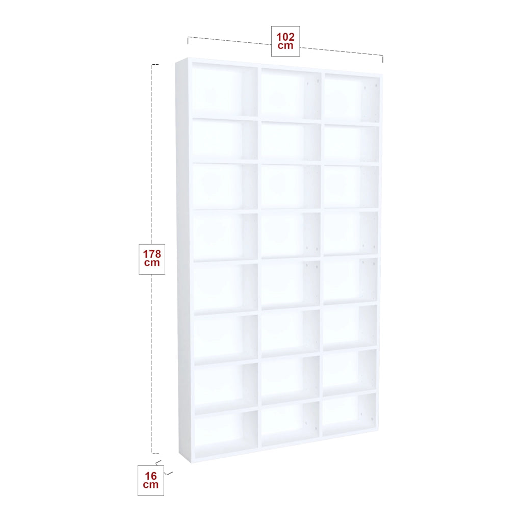 Libreria Stretta Askvoll con 24 Scomparti 178 x 102 x 16 cm - Bianco [en.casa]