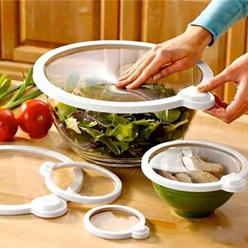 Set 4 Coperchi Salvafreschezza Diverse Misure Sottovuoto Conservazione Cibo Max