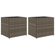 2 pz Fioriere | Cassetta per fiori | Vaso da Giardino Grigie 36x30x32 cm in Polyrattan