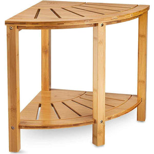 Tavolino Angolare Bagno Bambu Scaffale Sgabello Angolo 2 Ripiani Multiuso