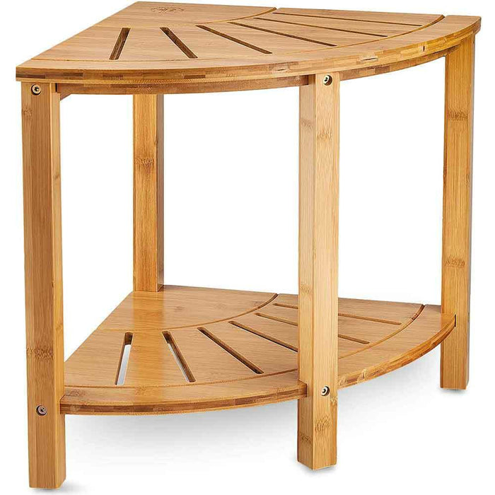 Tavolino Angolare Bagno Bambu Scaffale Sgabello Angolo 2 Ripiani Multiuso