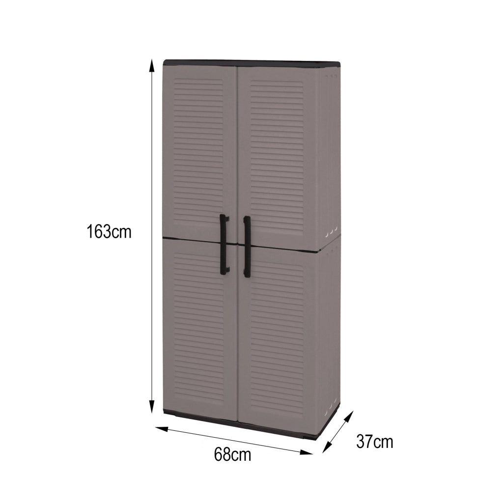 Mobile da Giardino Arabel, Armadio da Esterno 3 Ripiani Made in Italy, 37x68x163h cm Grigio