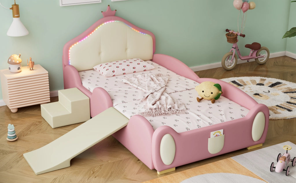 letto imbottito pu rosa 90x200 cm