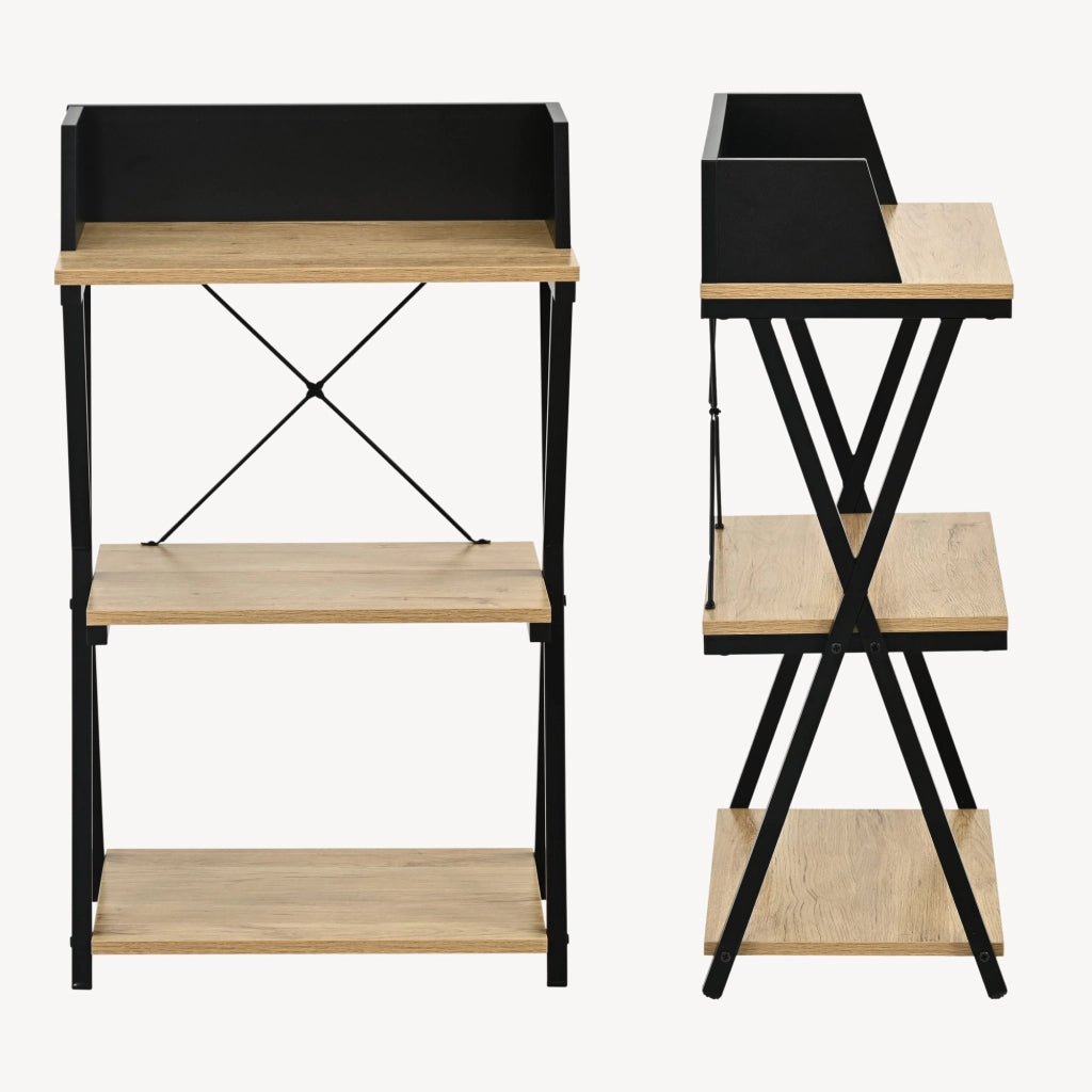 Scaffale da Terra Kappespoo Libreria a 3 Ripiani 84 x 50 x 30 cm - Nero/Effetto Rovere [en.casa]
