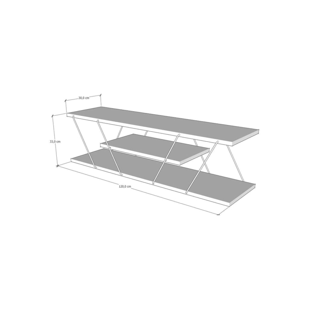 Mobile porta TV Desdemona, Credenza da soggiorno, Armadio basso per TV, Base parete attrezzata, 120x30h33 cm, Bianco e Nero