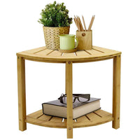 Tavolino Angolare Bagno Bambu Scaffale Sgabello Angolo 2 Ripiani Multiuso