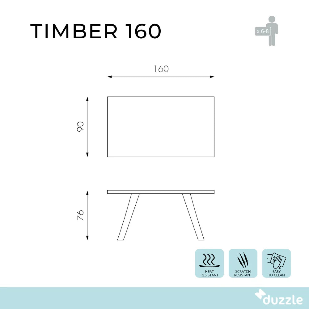 Tavolo da pranzo fisso in legno impiallacciato rovere termocotto Timber 160x90 cm fino a 8 posti Made in Italy | Duzzle