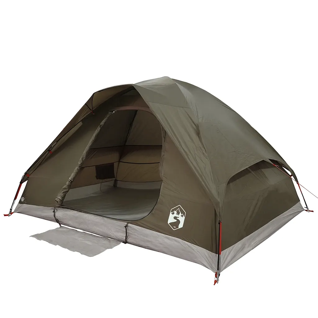 Tenda da Campeggio a Cupola per 4 Persone Marrone Impermeabile