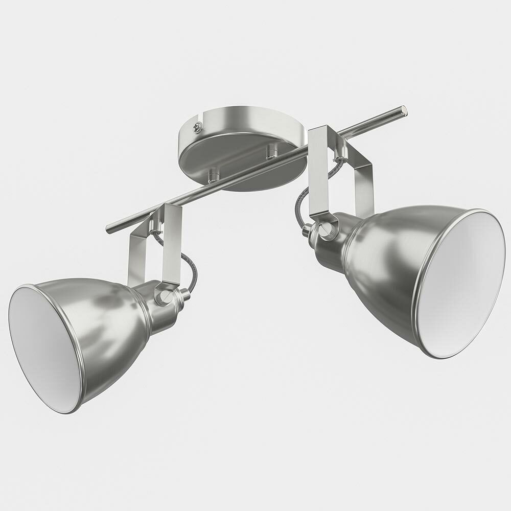 Lampadario Lampada 2 Luci Faretti Direzionabili Metallo Design Moderno E14 Silve