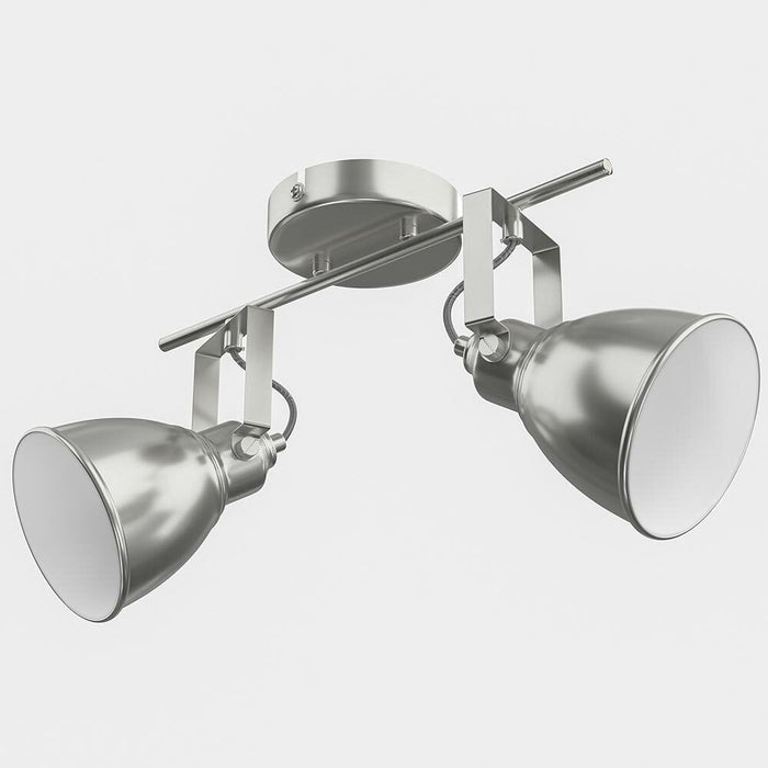 Lampadario Lampada 2 Luci Faretti Direzionabili Metallo Design Moderno E14 Silve