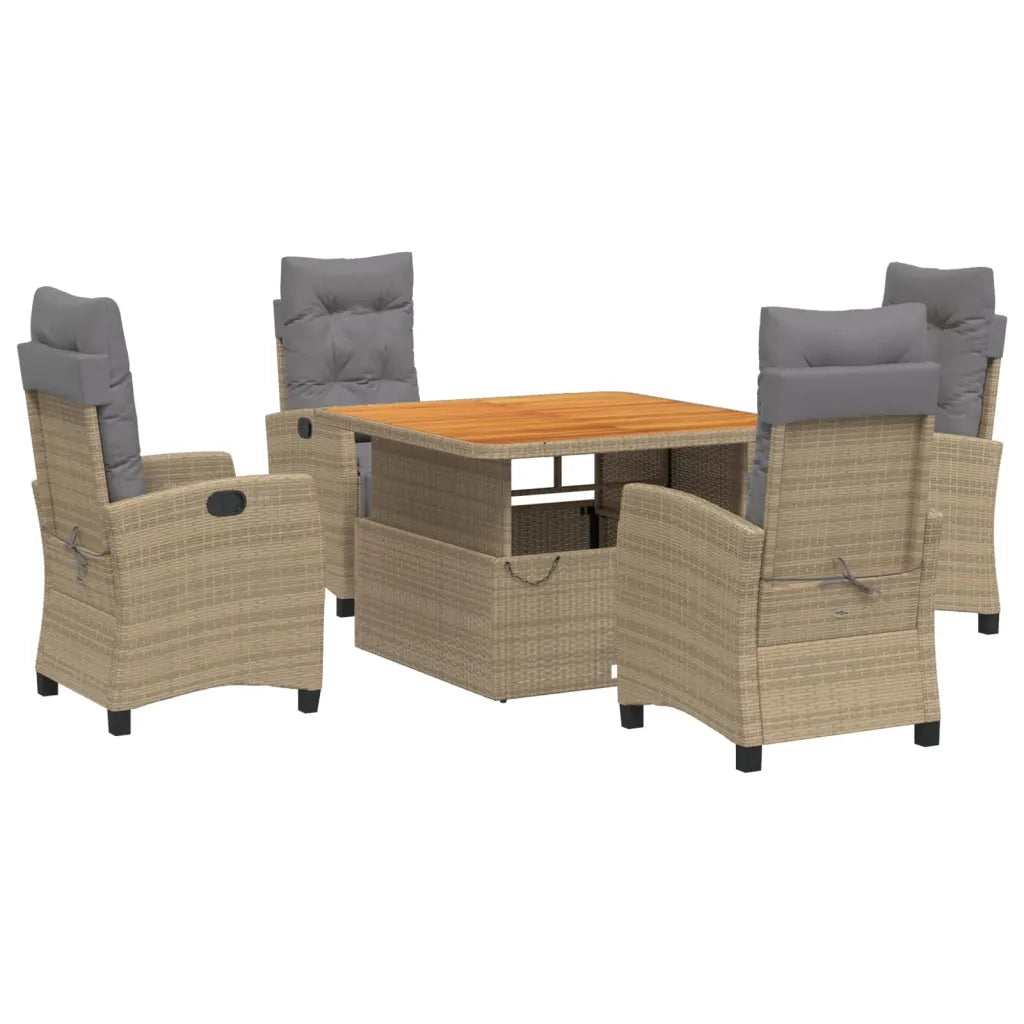 Set da Pranzo da Giardino 5 pz con Cuscini Beige in Polyrattan 3277426