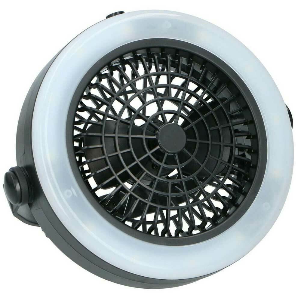 Lampada da Tavolo con Ventilatore Luce 12 LED Campeggio a Batteria Portatile