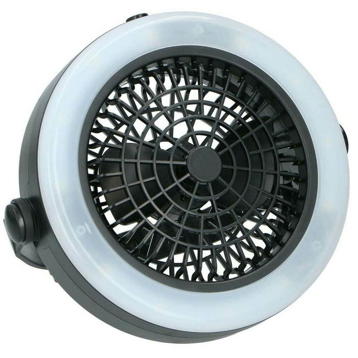 Lampada da Tavolo con Ventilatore Luce 12 LED Campeggio a Batteria Portatile