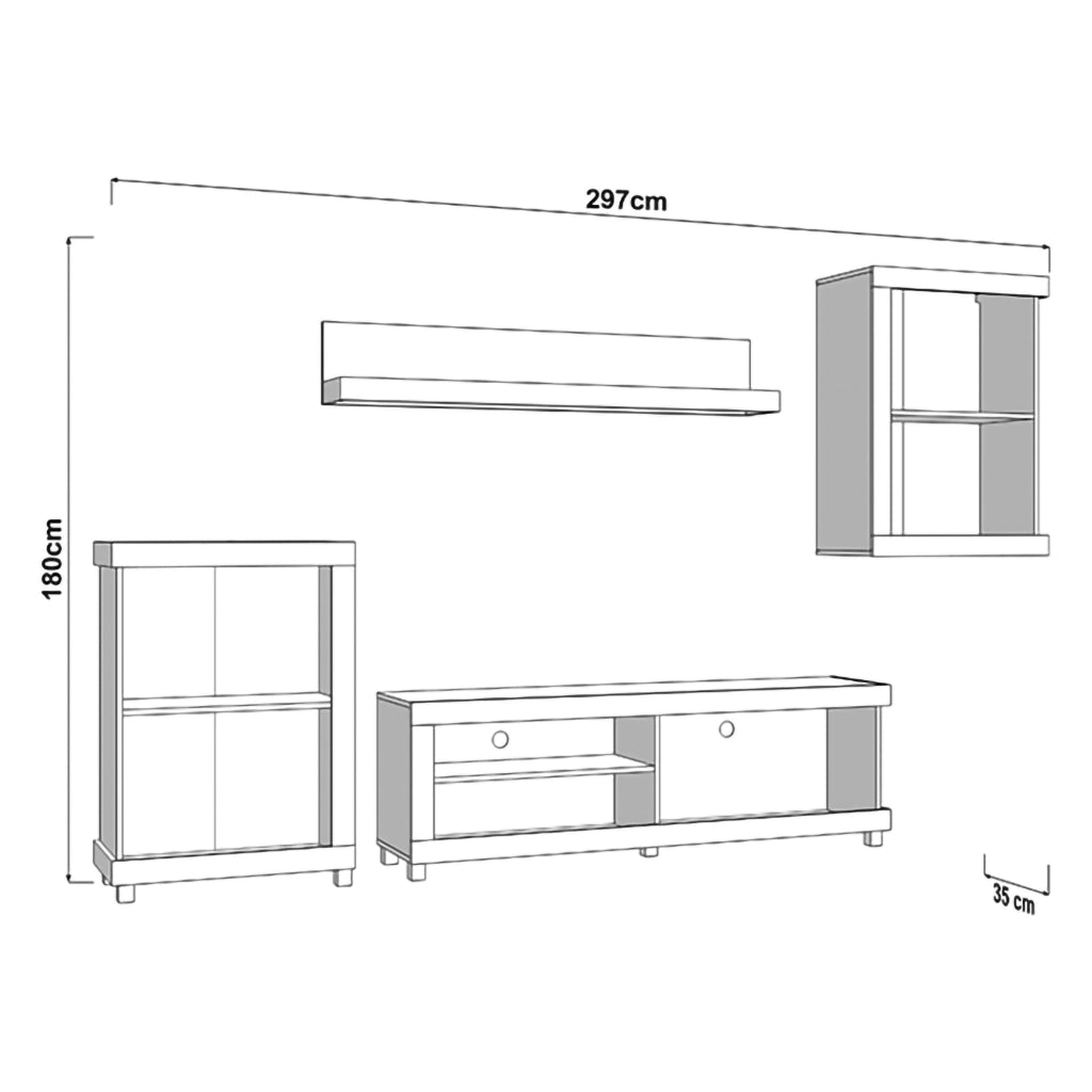 Urbe, set Mobili da Soggiorno Modulabile, Marrone Opaco